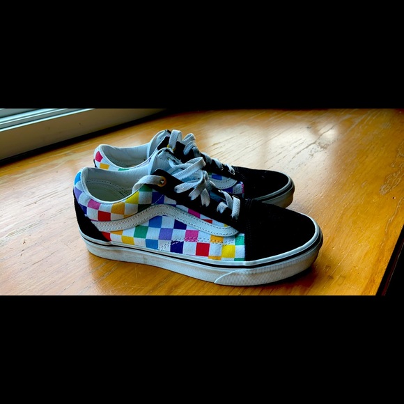 vans old skool checkerboard rainbow